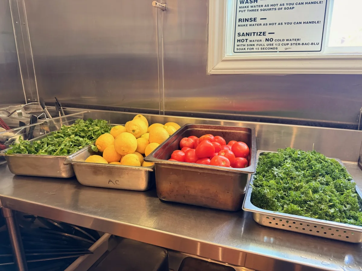 Fresh produce and ingredients prepped for cooking